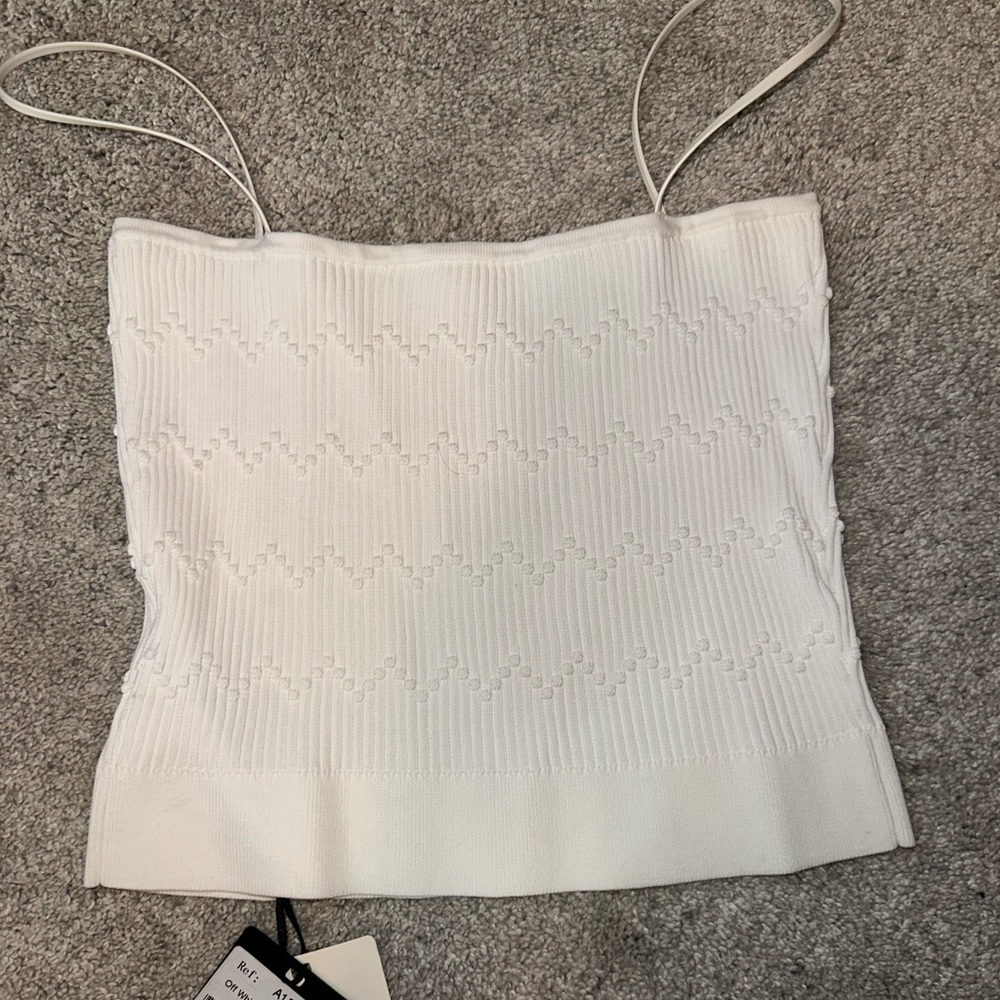 NWT White Knit Spaghetti Strap / Strapless Summer Crop Top